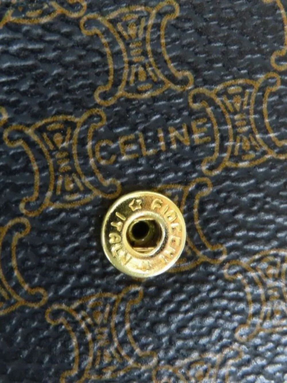 Celine Trifold Wallet Macadam Leather Brown Black Clasp Compact - Picture 5 of 9